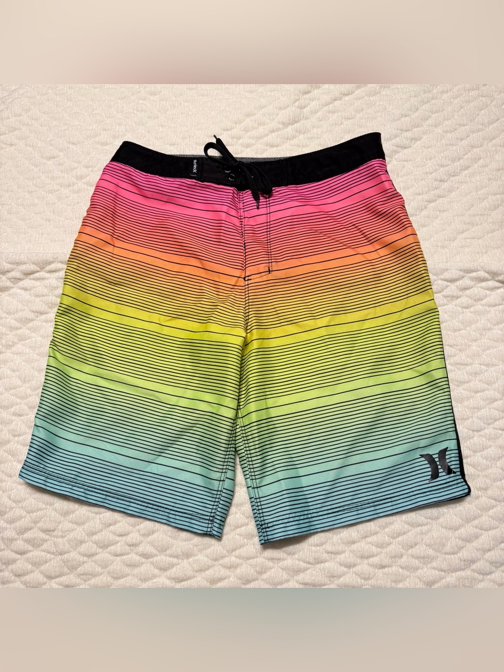 Hurley Rainbow Gradient Youth Board Shorts Size 14/27 Inseam 8.5”